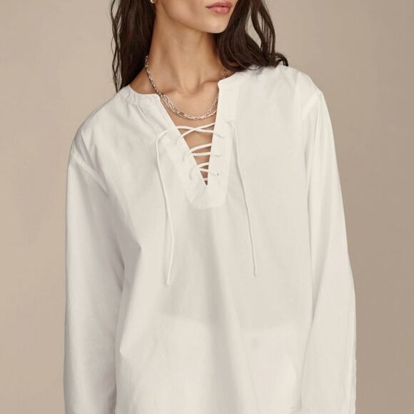 Abercrombie linen lace up flowy top - Picture 1 of 3